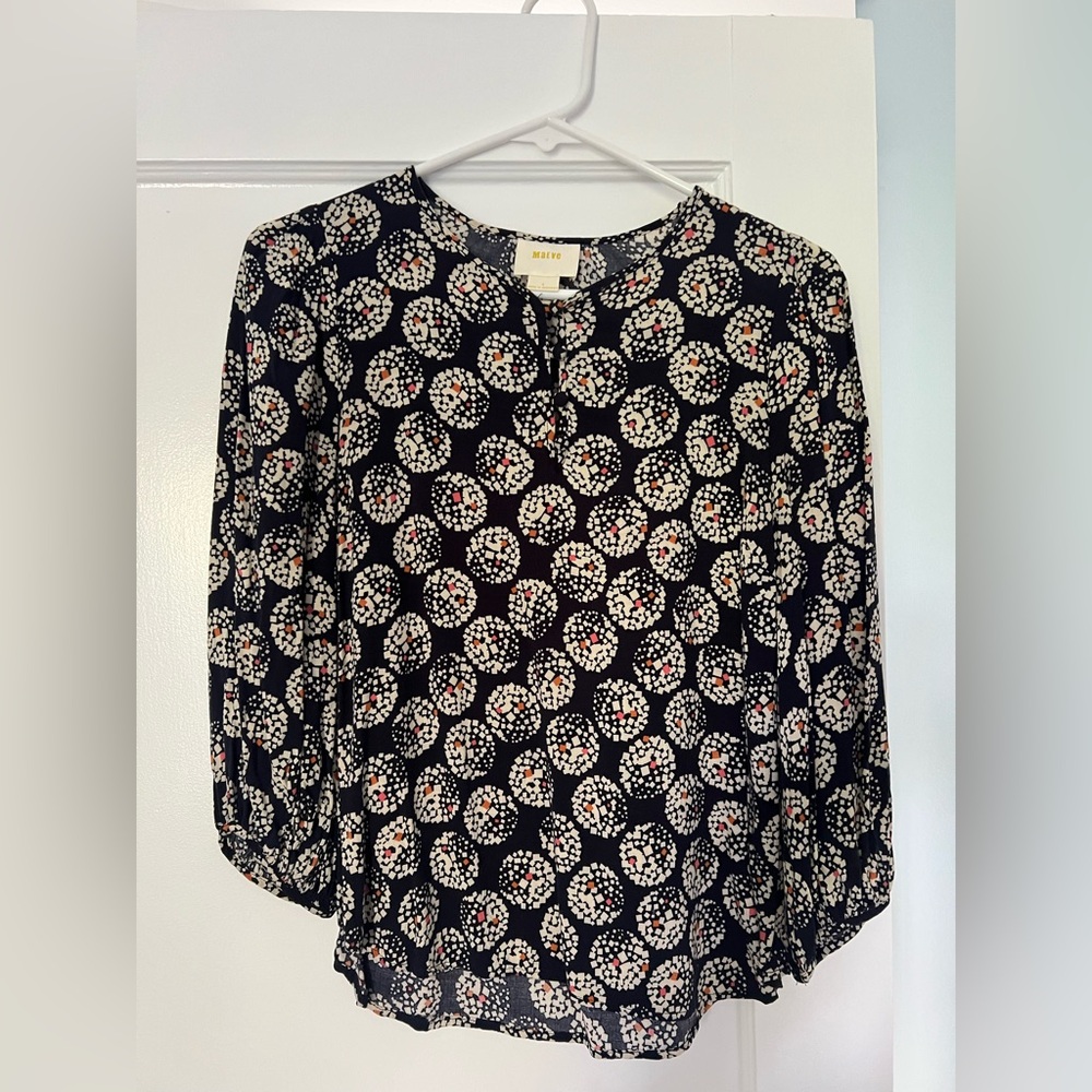 Vintage Maeve Navy Circular Scatter Dot Blouse